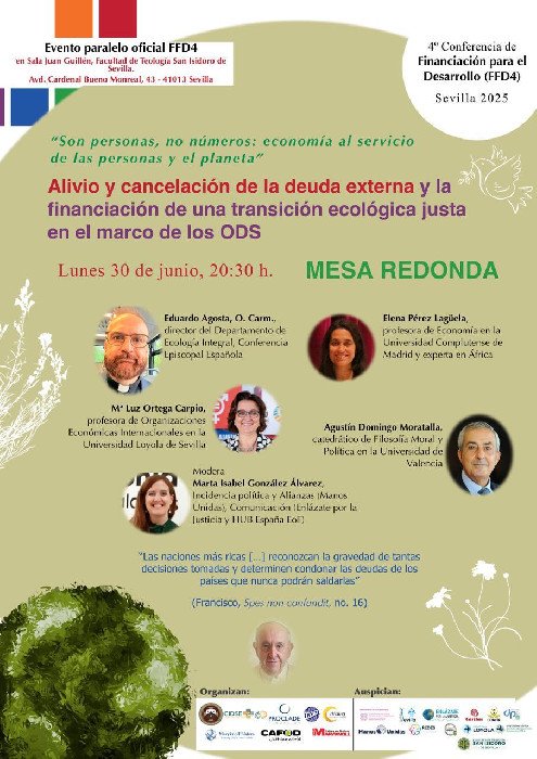 Las organizaciones católicas españolas piden “condonar las deudas de los países que nunca podrán saldarlas” con motivo de la IV Conferencia Internacional sobre Financiación para el Desarrollo de la ONU de Sevilla